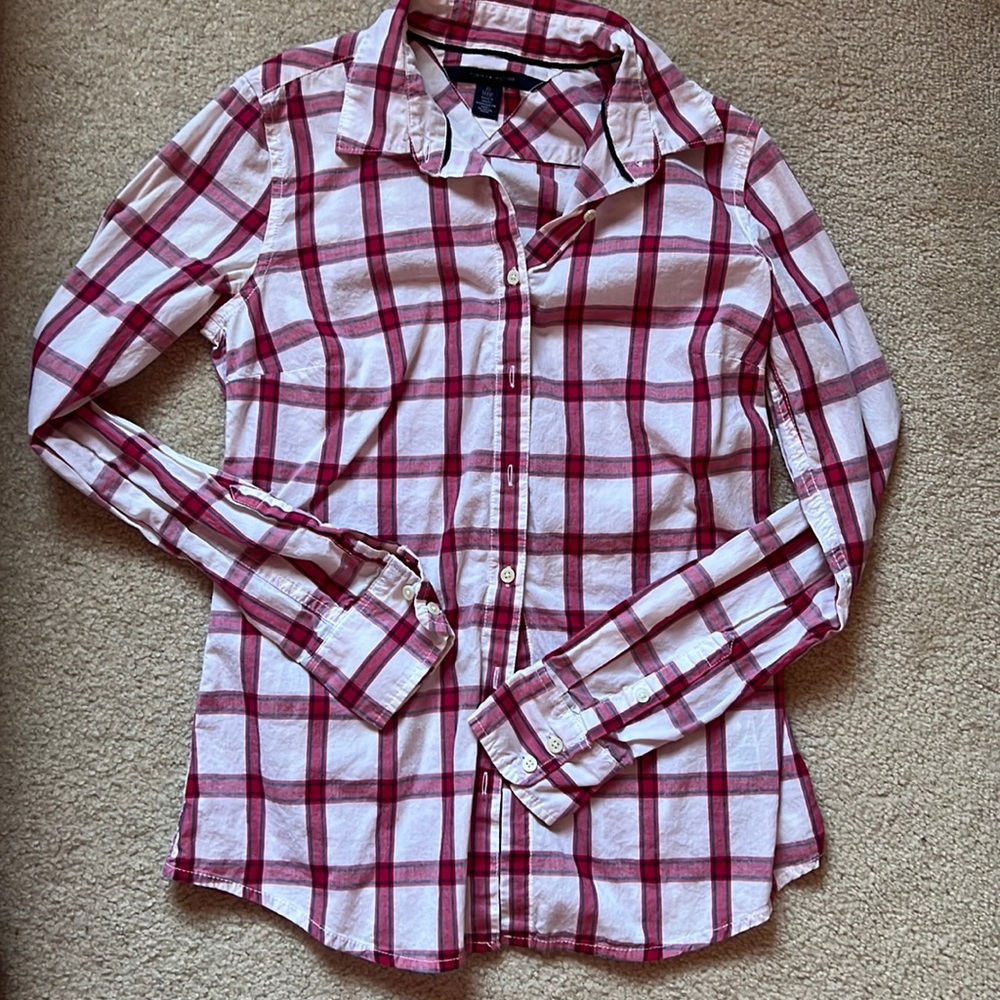 Tommy Hilfiger Plaid long Sleeve Button in white pink ref